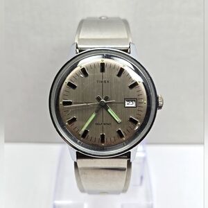 Timex Viscount 1971 Silver Date Watch Self Winding Retro Don Juan By Flatau Cuff